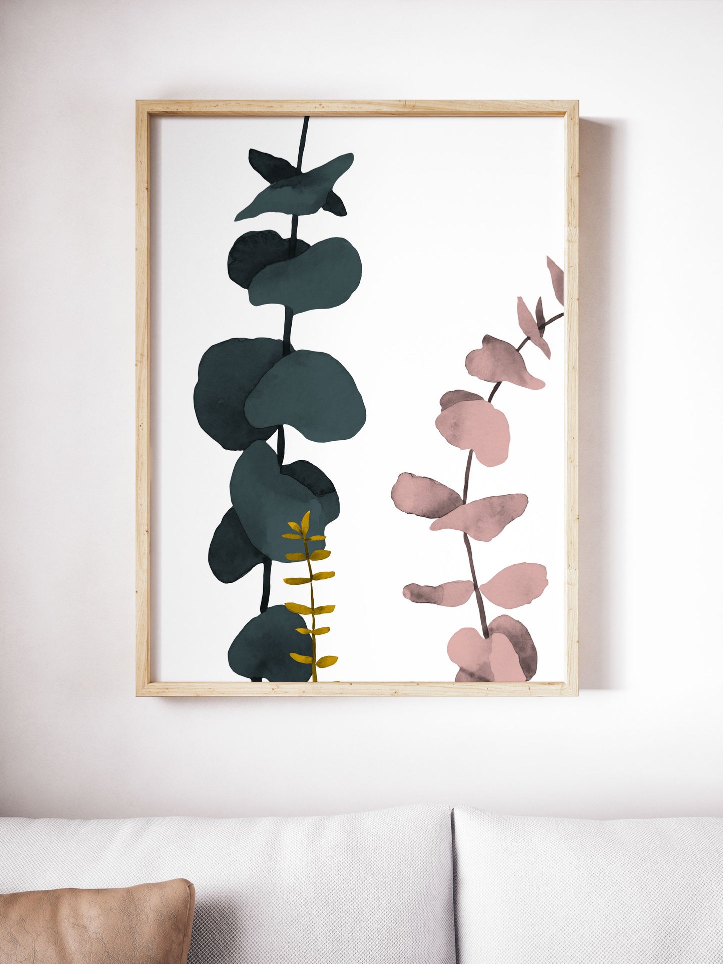 Eucalyptus White Print Wall Art - Minimalist Abstract Print