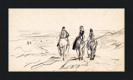 Vintage Sketch of Three Horses - 18x10 inches