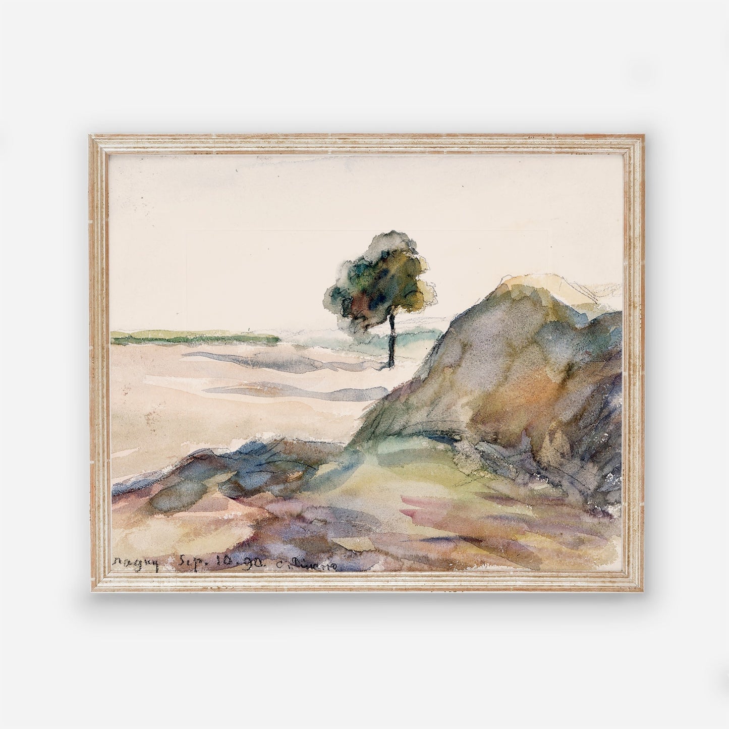Watercolor with Tree Landscape Wall Art