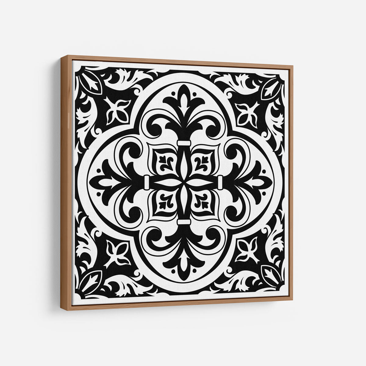 Modern Black and White Tile Kitchen Wall art - Modern Farmhouse Wooden Framed Canvas - Wall Decor