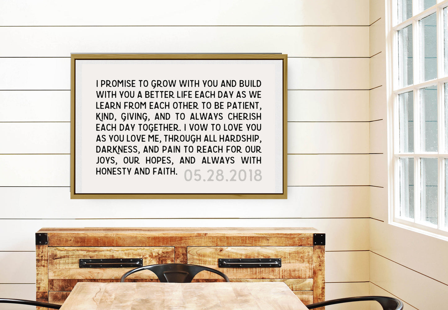 Wedding Vows Framed Personalized Canvas Art with Date