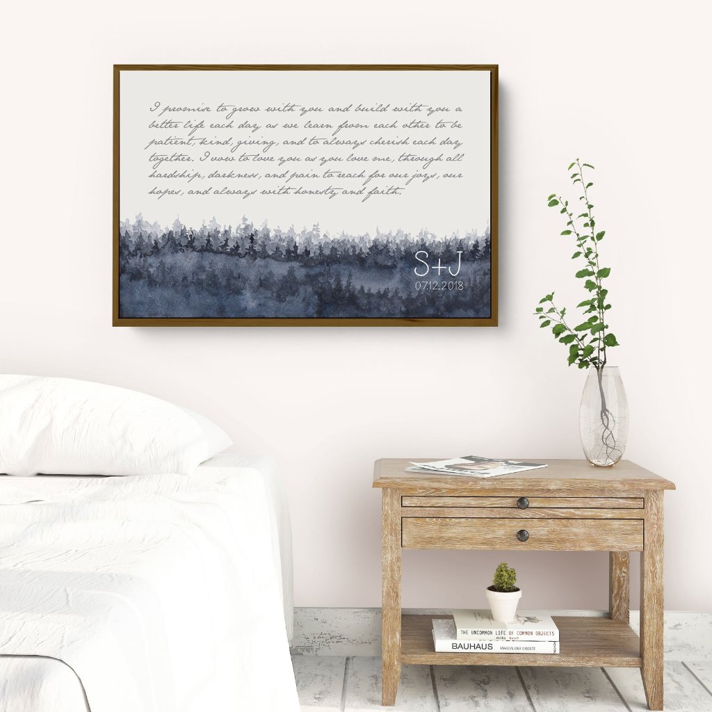 Wedding Vows Framed Personalized Canvas Art with forest