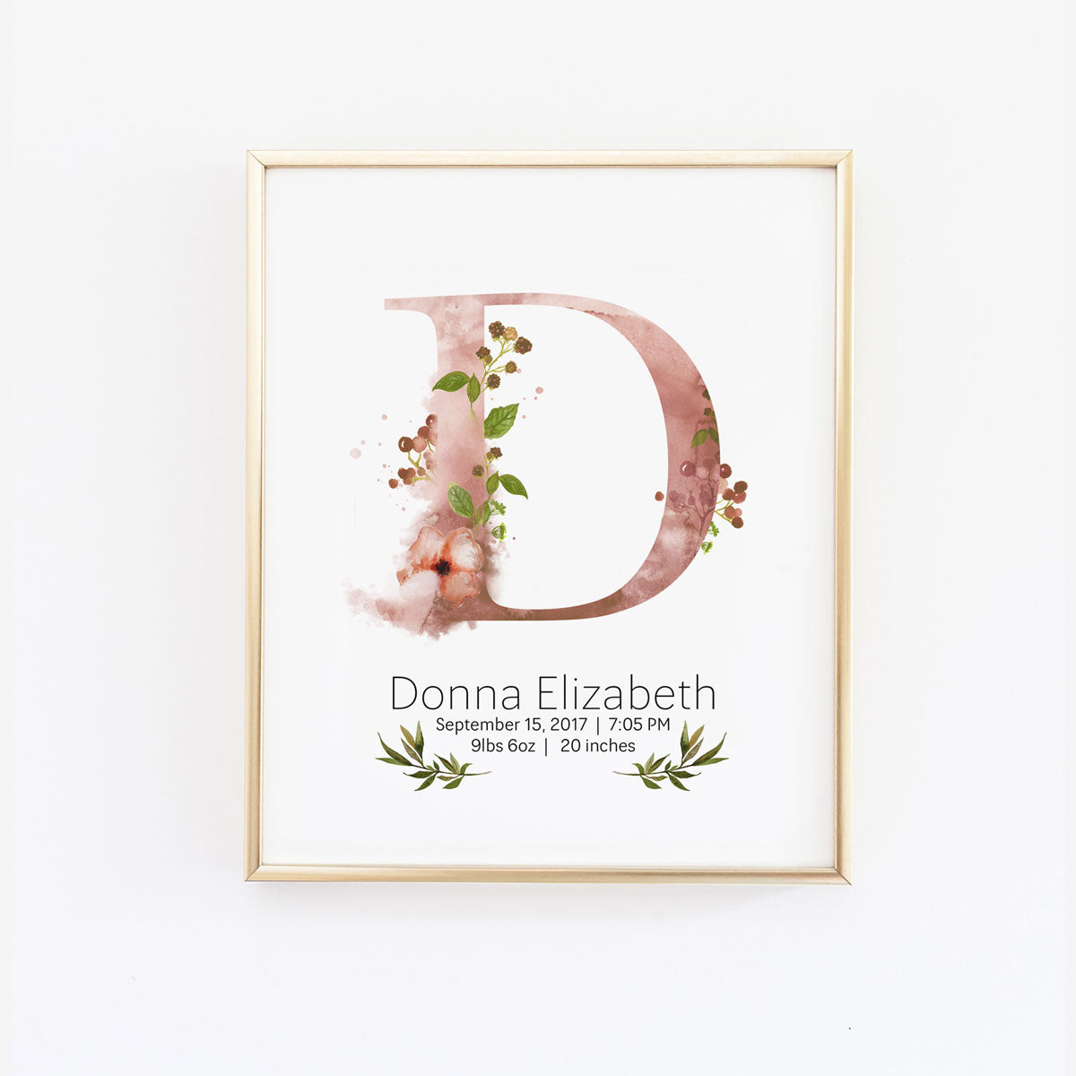 Customized Girl Name Wall Art with Baby Birth Stat Details - Wall Prints