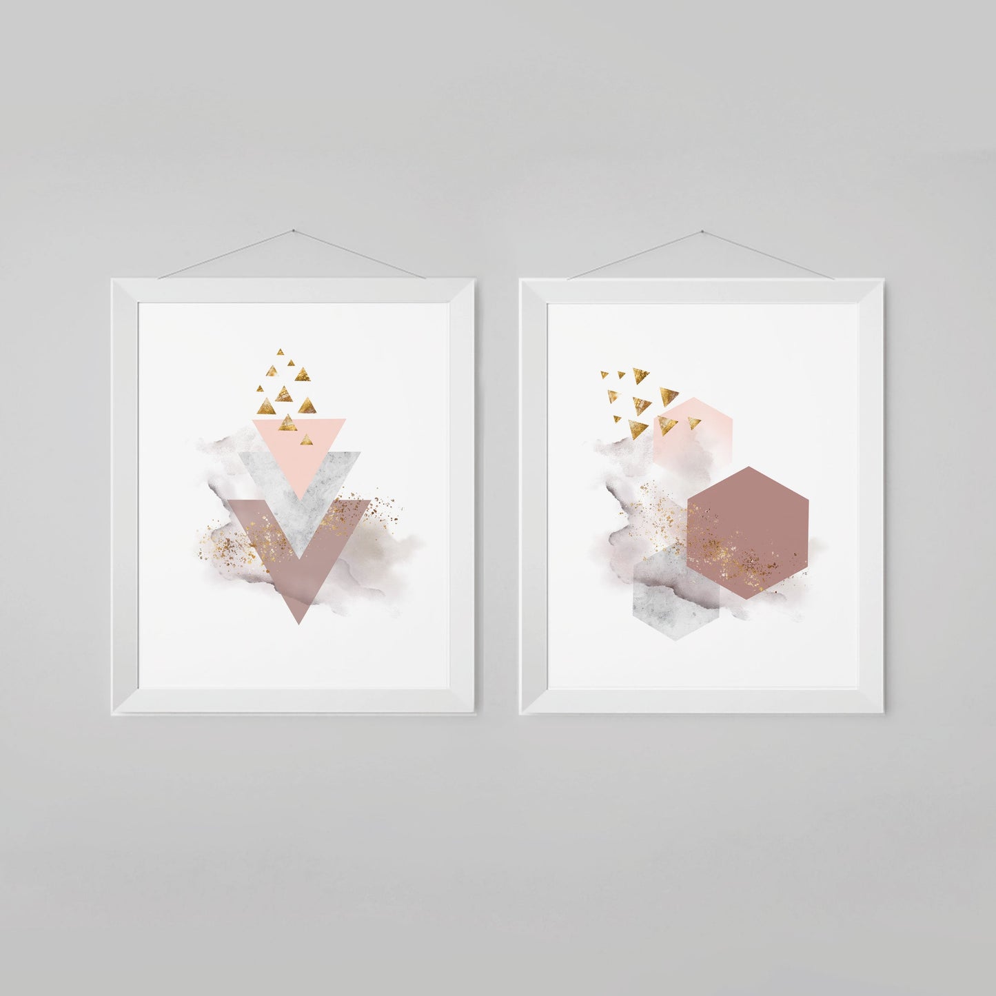 Abstract Shapes Marble Mauve Wall Art with Geometric