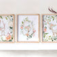 Woodlands nursery with fox, bunny, deer with floral for girl baby nursery - Set of three