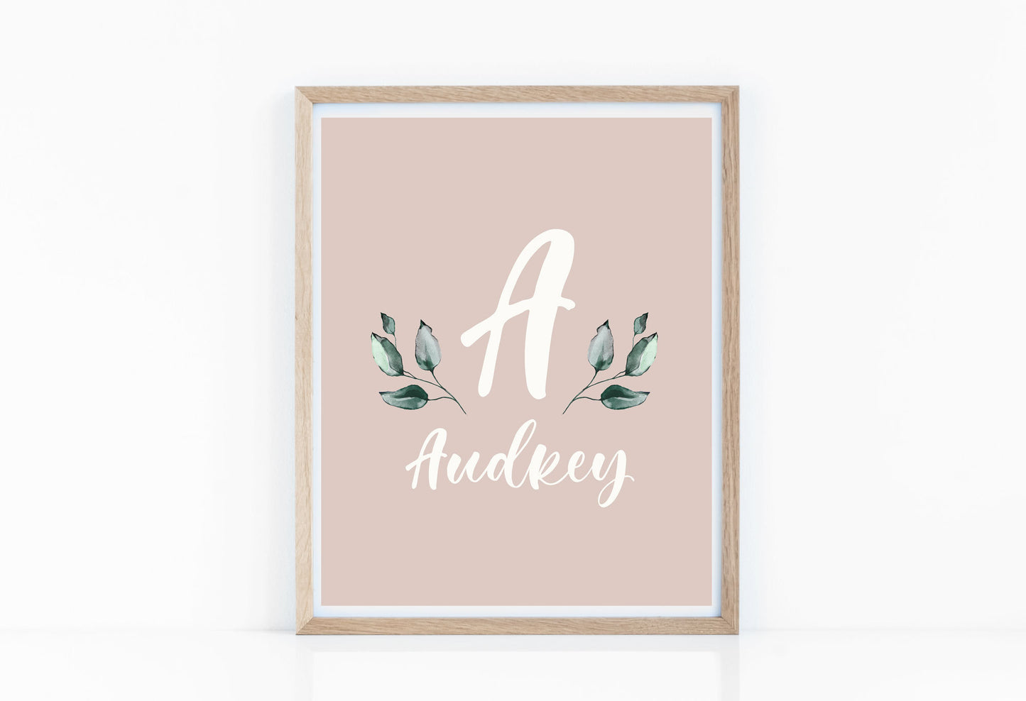 Earthy Muted Name Print with Leaves