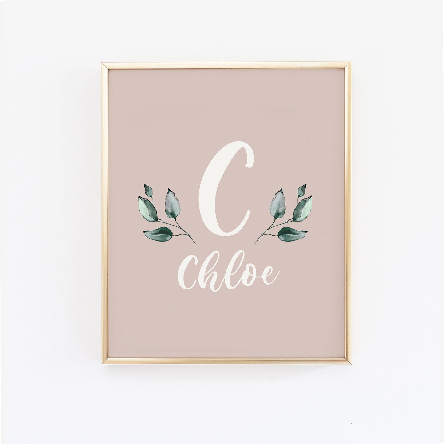 Earthy Muted Name Print with Leaves