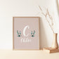 Earthy Muted Name Print with Leaves