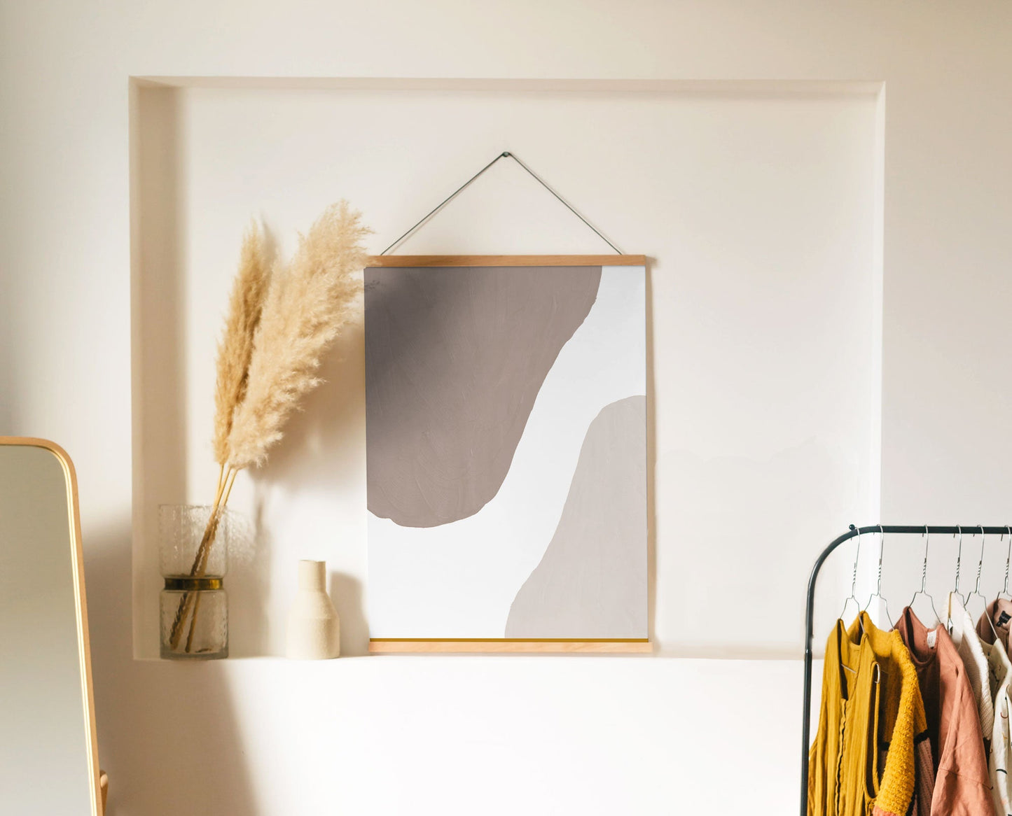 Abstract Modern Art - Sand Stone Neutral Shapes - Livingroom Bedroom Art Printable Download - Sand Beige Pink Brown