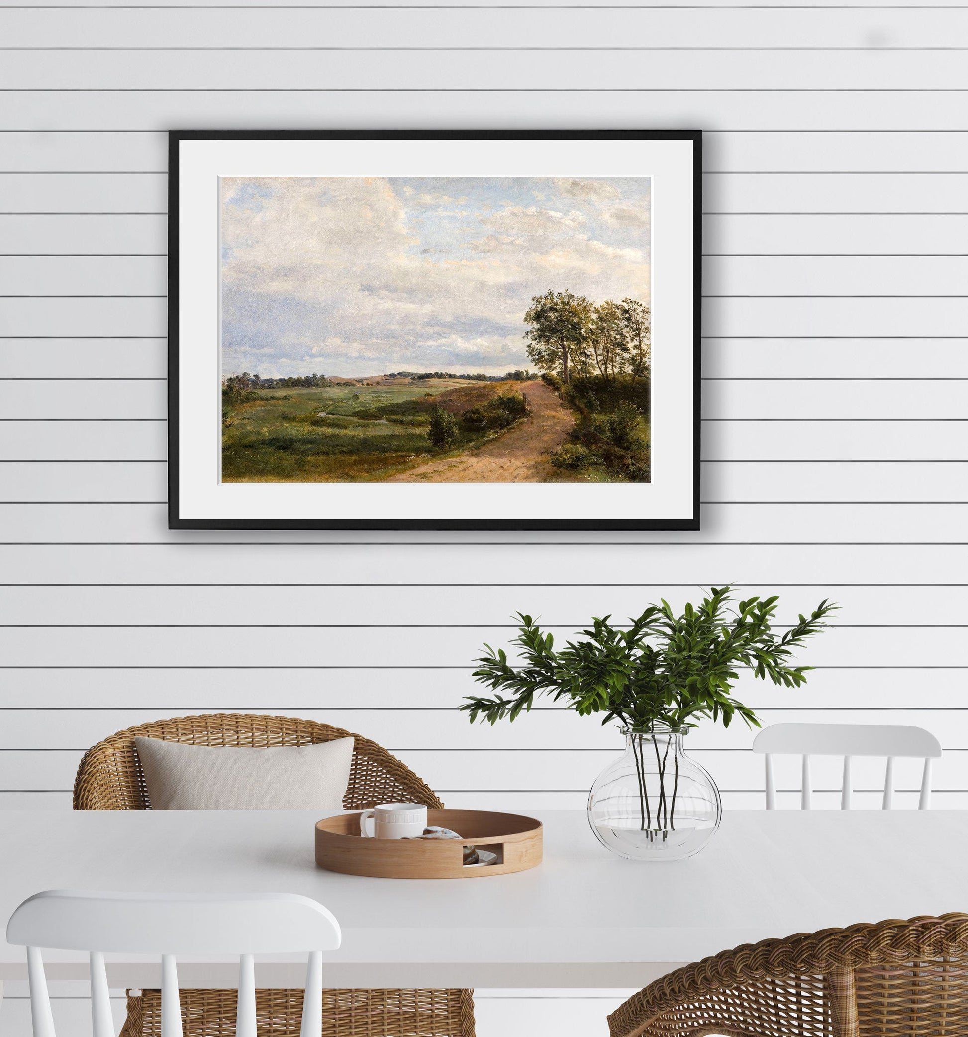 Dirt Road Landscape Vintage Artwork - Old Painting Farmhouse Kitchen Living Room Decor Picture - Printed and Shipped Reproduction