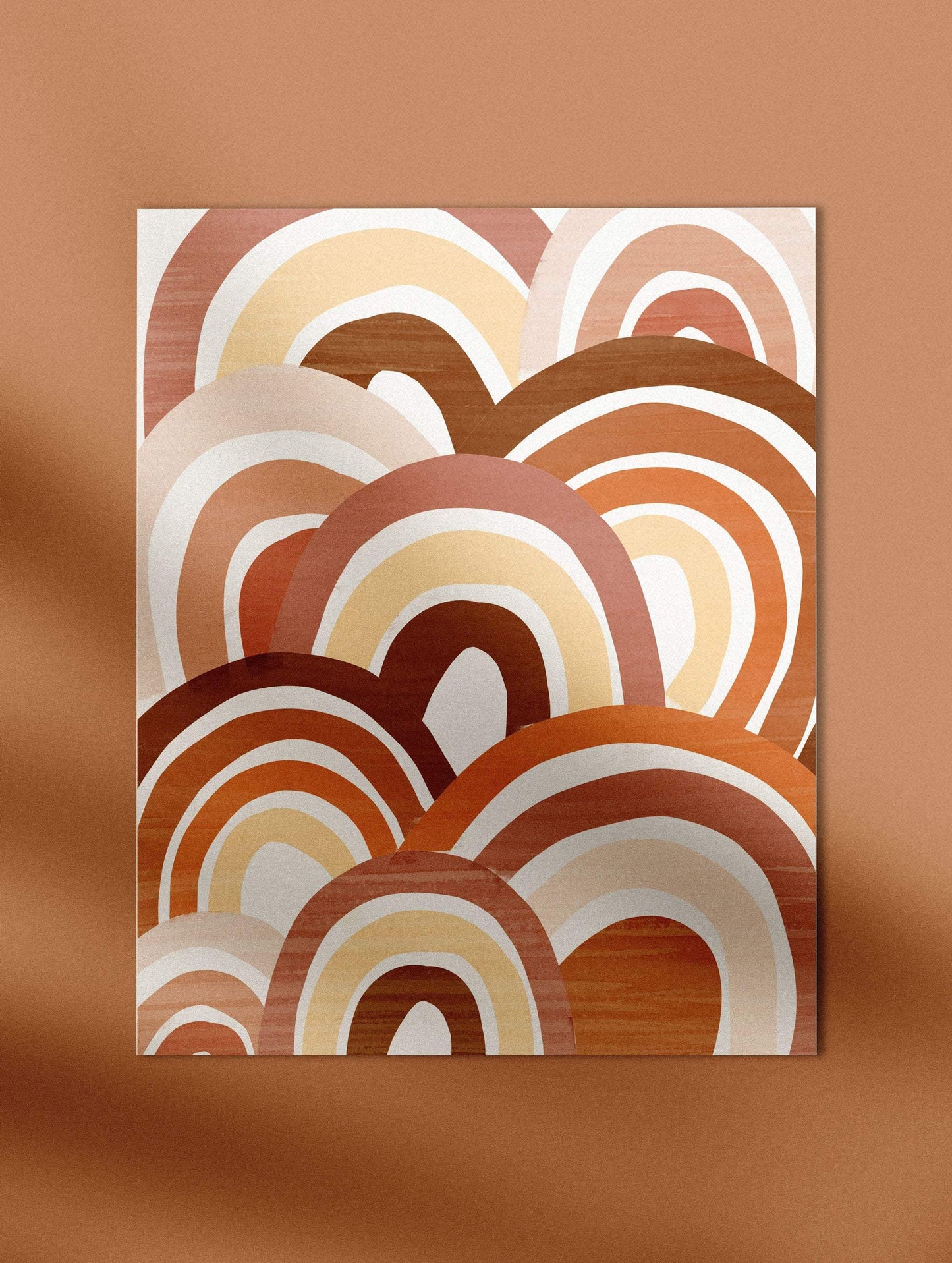 Rainbow Abstract Art Print - Modern Boho Nursery - Terracotta Burnt Orange Neutral Rainbow Print Printable -  Brush Stroke Art