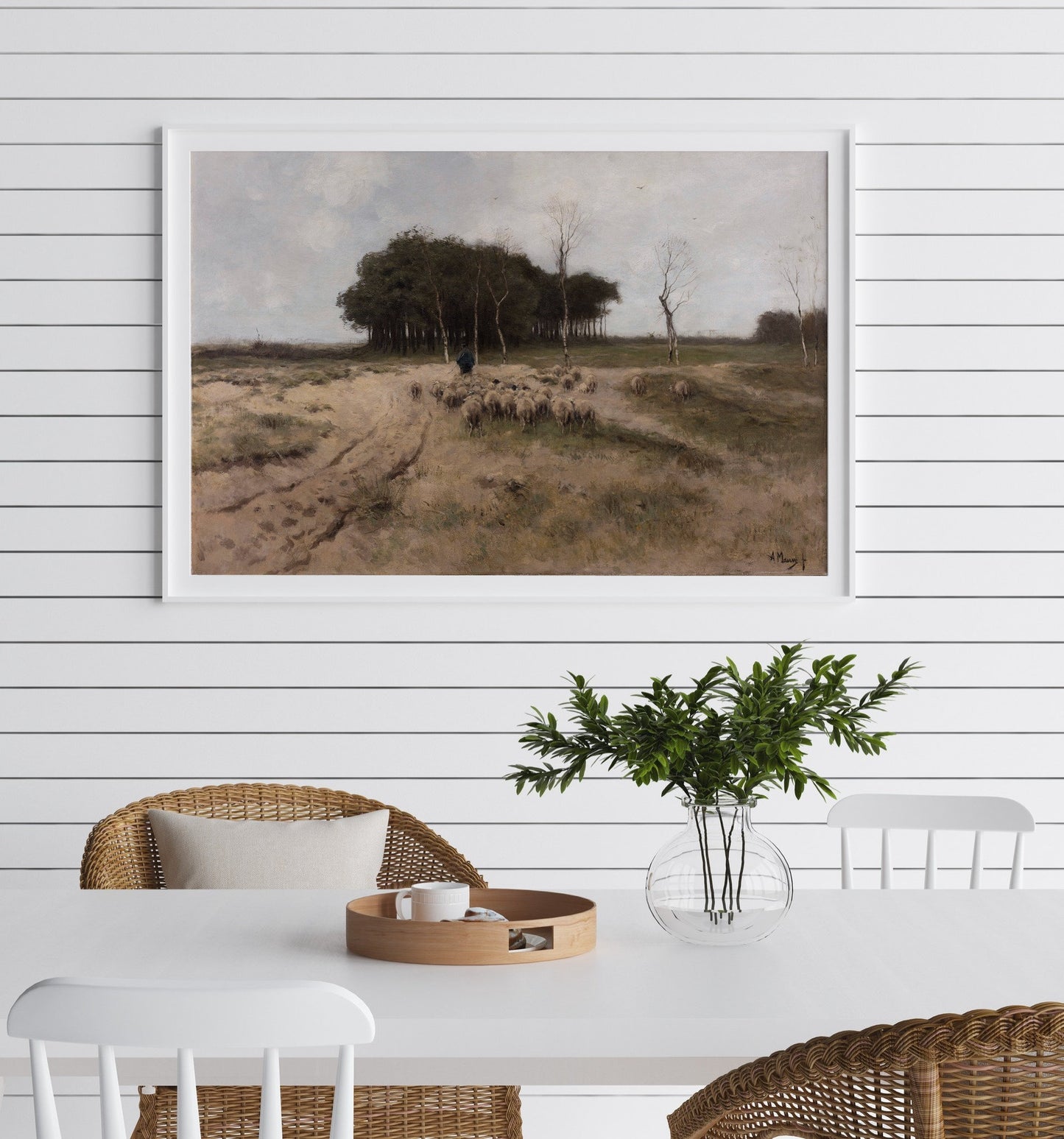 Vintage Farm with Sheep Wall Art - Digital Oil Painting - Vintage poster print - Fine art print - Printed and Shipped to you