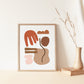 Abstract Poster Art Print - Abstract Shapes Wall Print - Beige Brown Orange