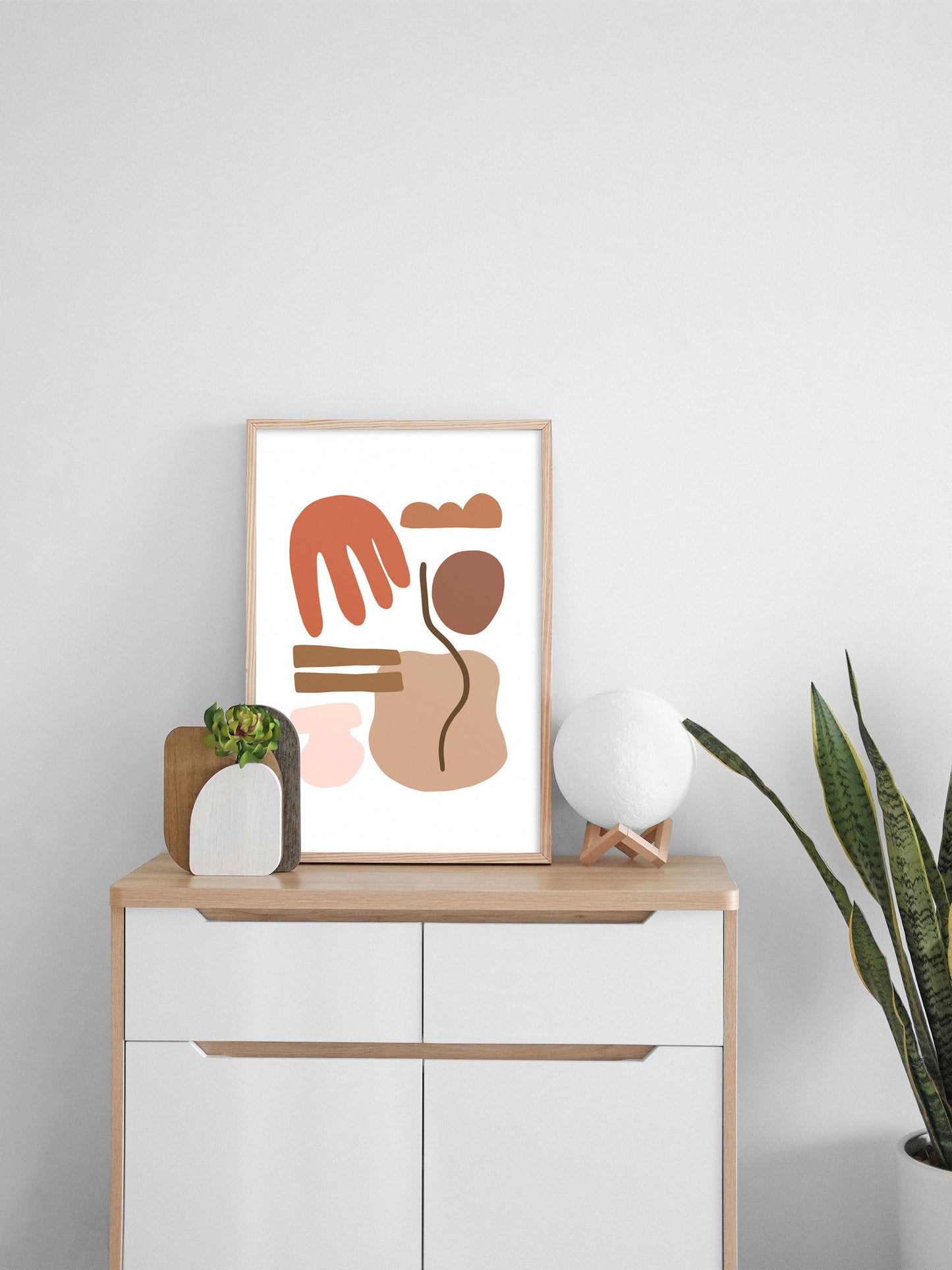 Abstract Poster Art Print - Abstract Shapes Wall Print - Beige Brown Orange