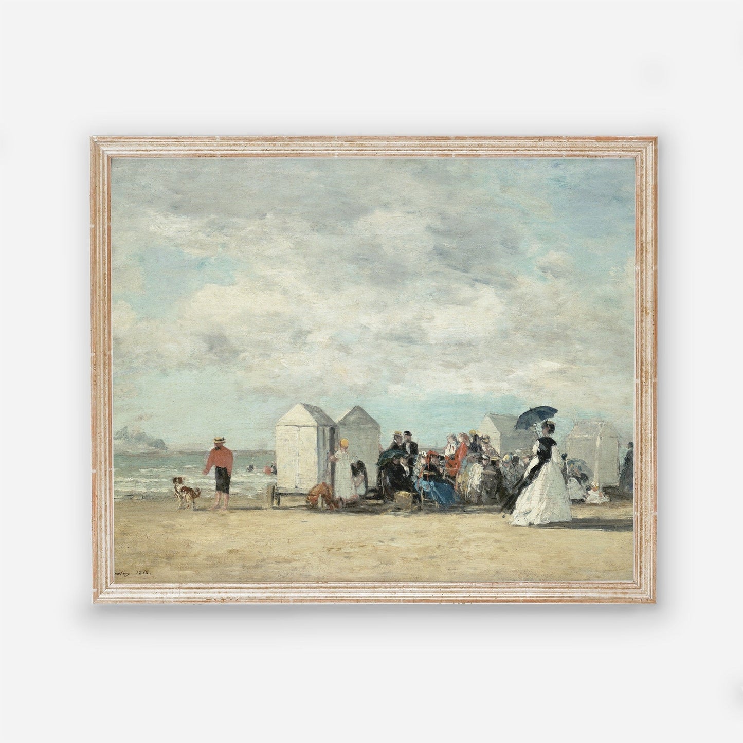 Vintage Coastal Beach Wall Art - Farmhouse Oil Painting Replica - Printed and shipped to you on fine art paper