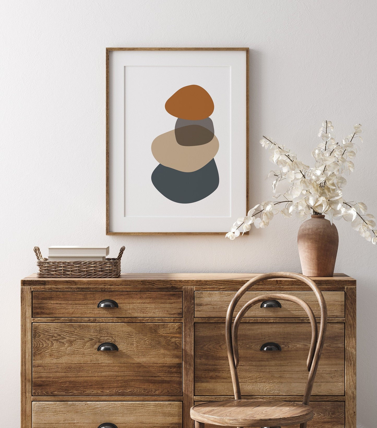 Mid-Century Modern Abstract Wall Art - Oversized Art - Caramel Brown Terracotta Gray Beige - Change Colors Available