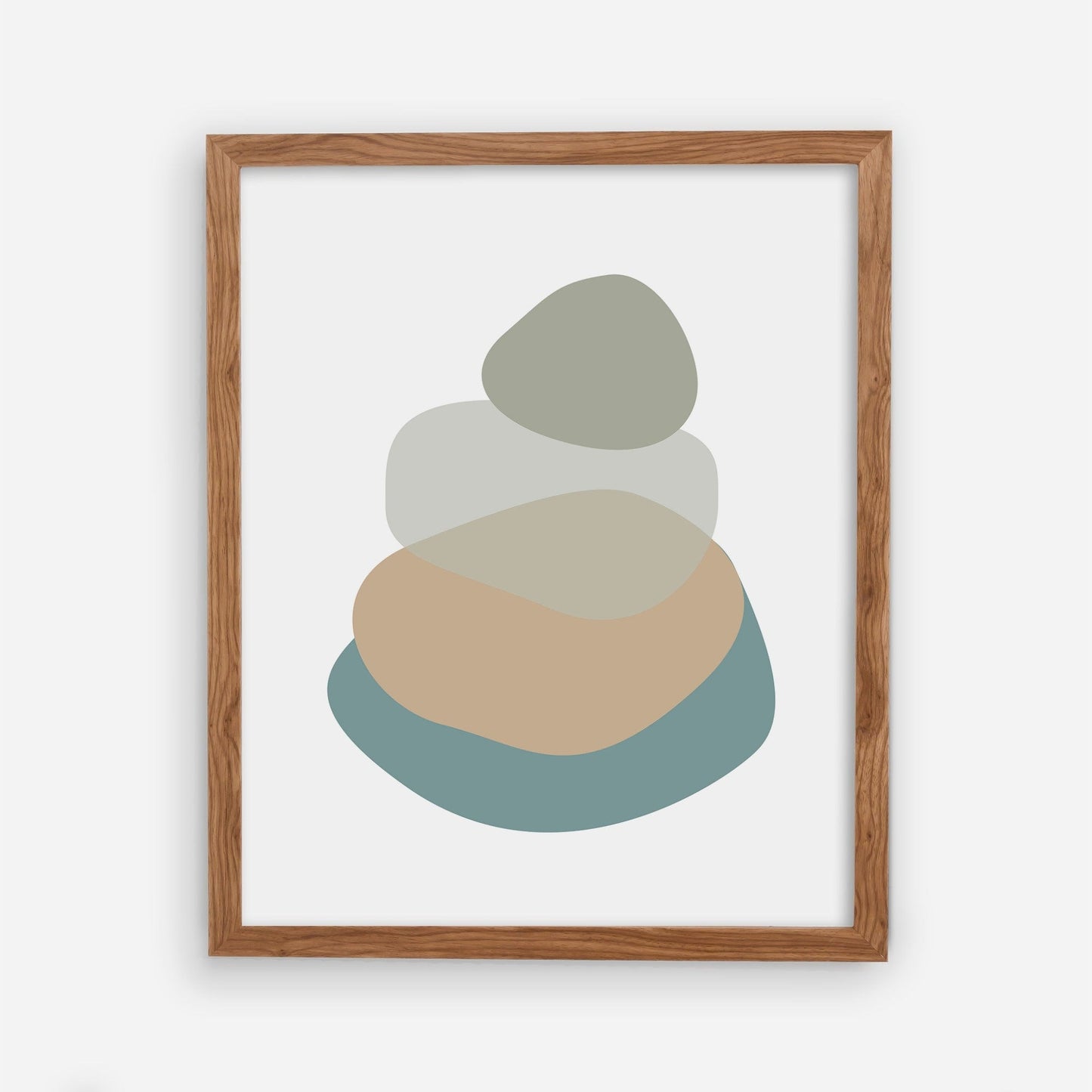 Bathroom Wall Art - Sage Green, Aegean Teal Blue Beige - Abstract Mid-Century Modern Wall Print - Oversized Art - Color Changes available