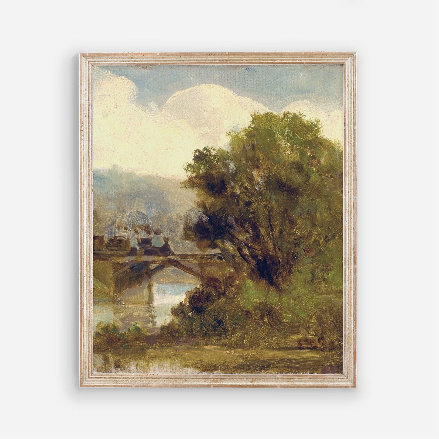 Printed Vintage Wall Art with train bridge 