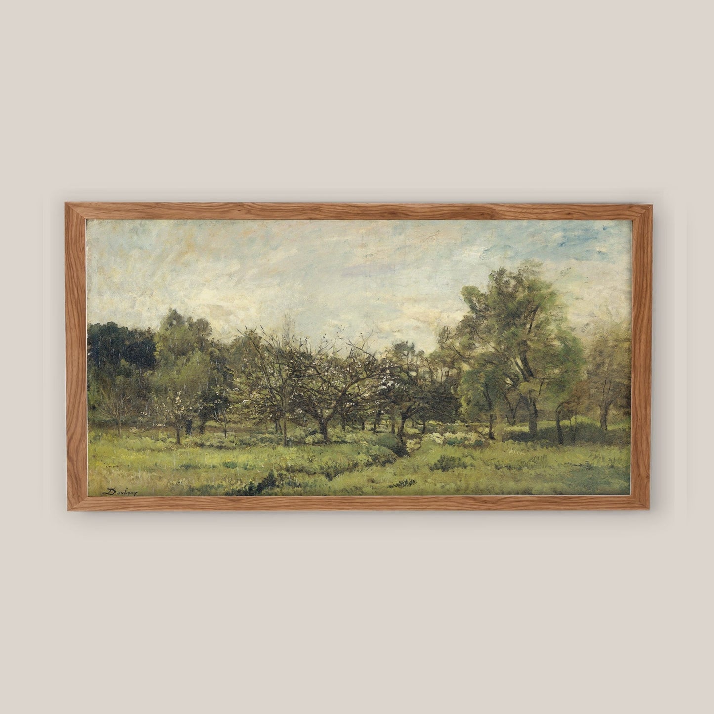 Long Horizontal Vintage Countryside Landscape Wall Art Print 