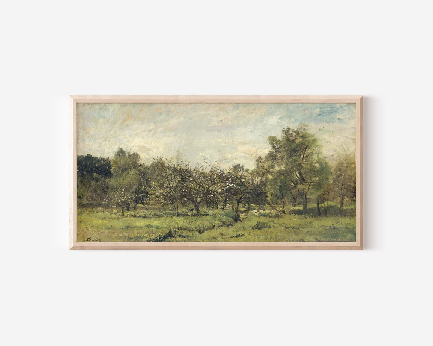 Long Horizontal Vintage Countryside Landscape Wall Art Print 