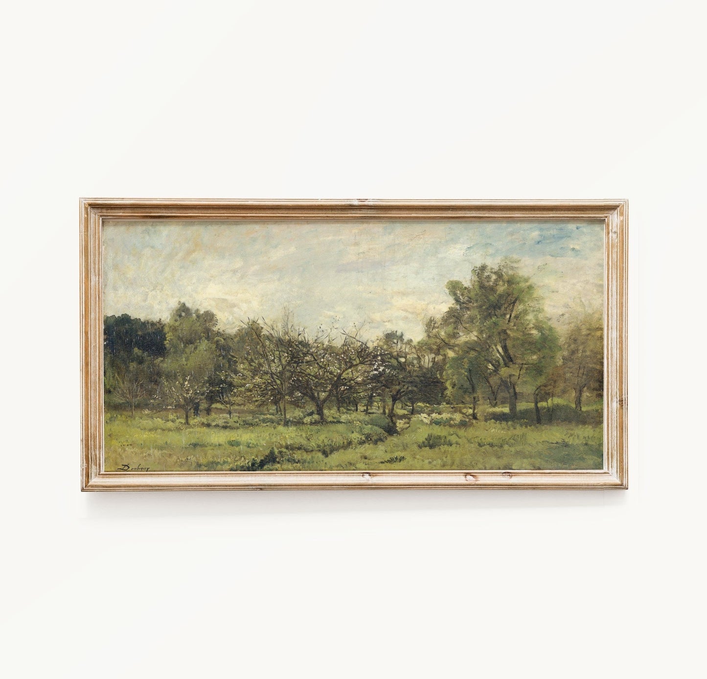 Long Horizontal Vintage Countryside Landscape Wall Art Print 