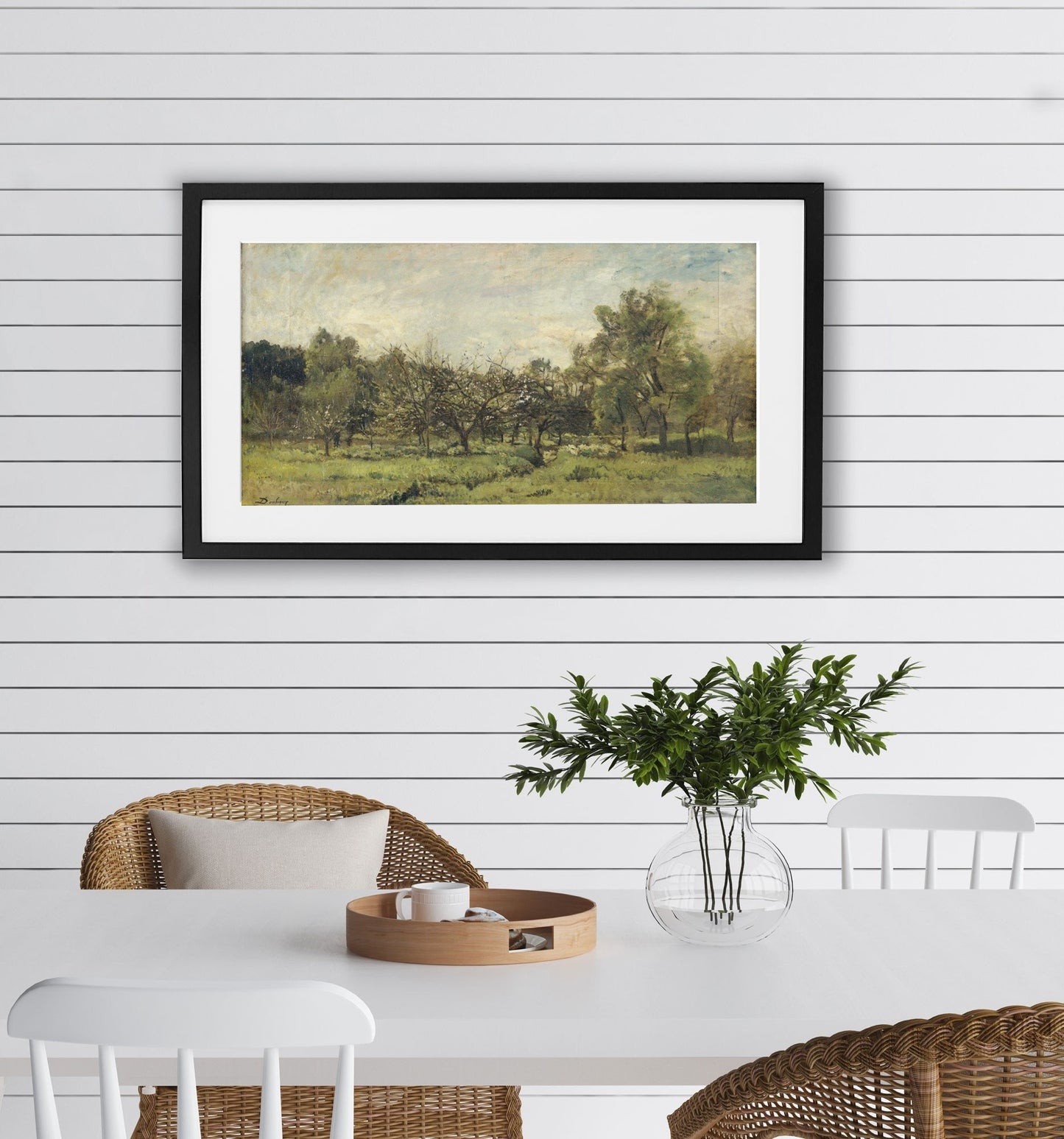 Long Horizontal Vintage Countryside Landscape Wall Art Print 