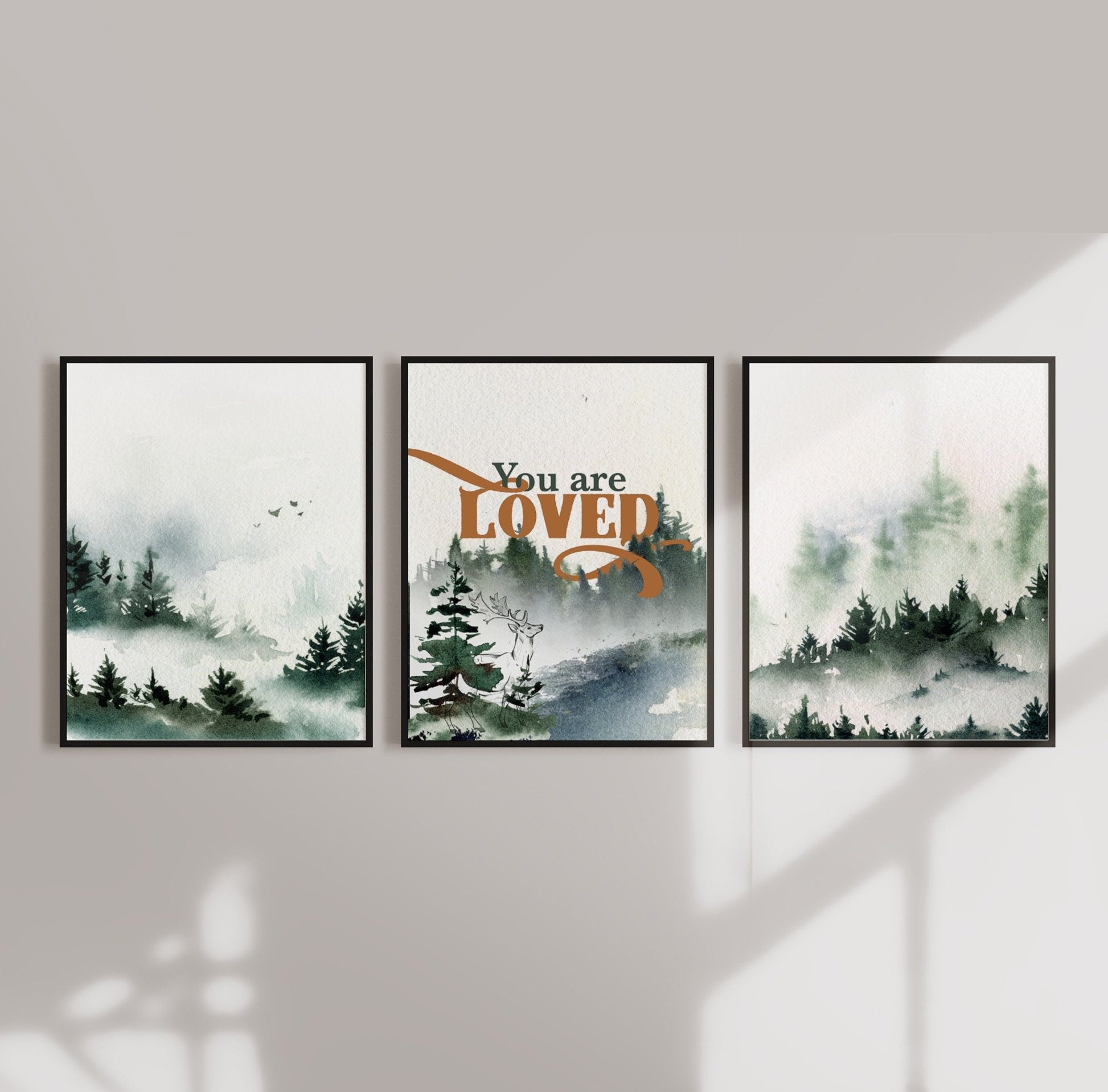 Forest Mountains Nursery Wall Art Set of three 