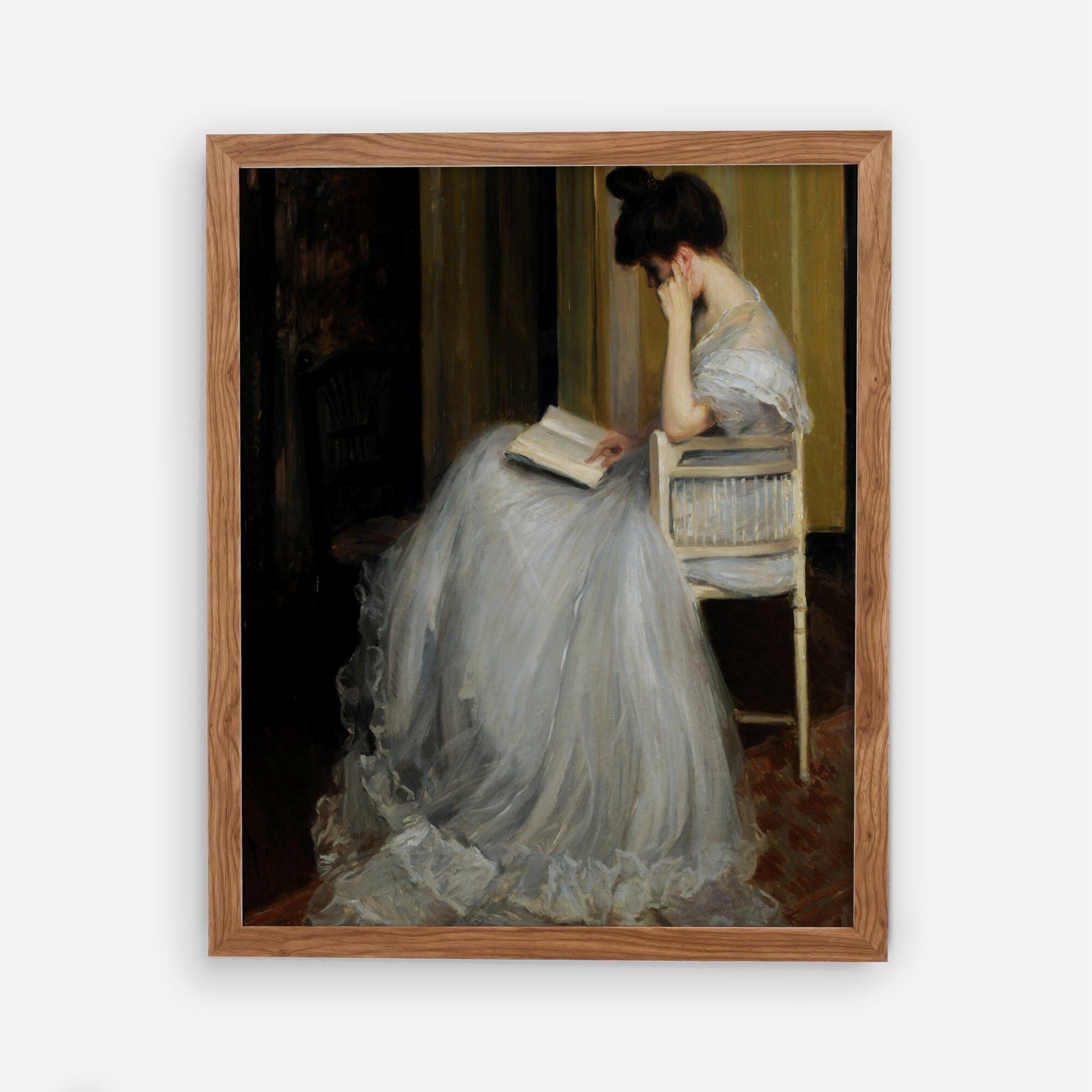 Vintage Woman Reading Oil Painting Print