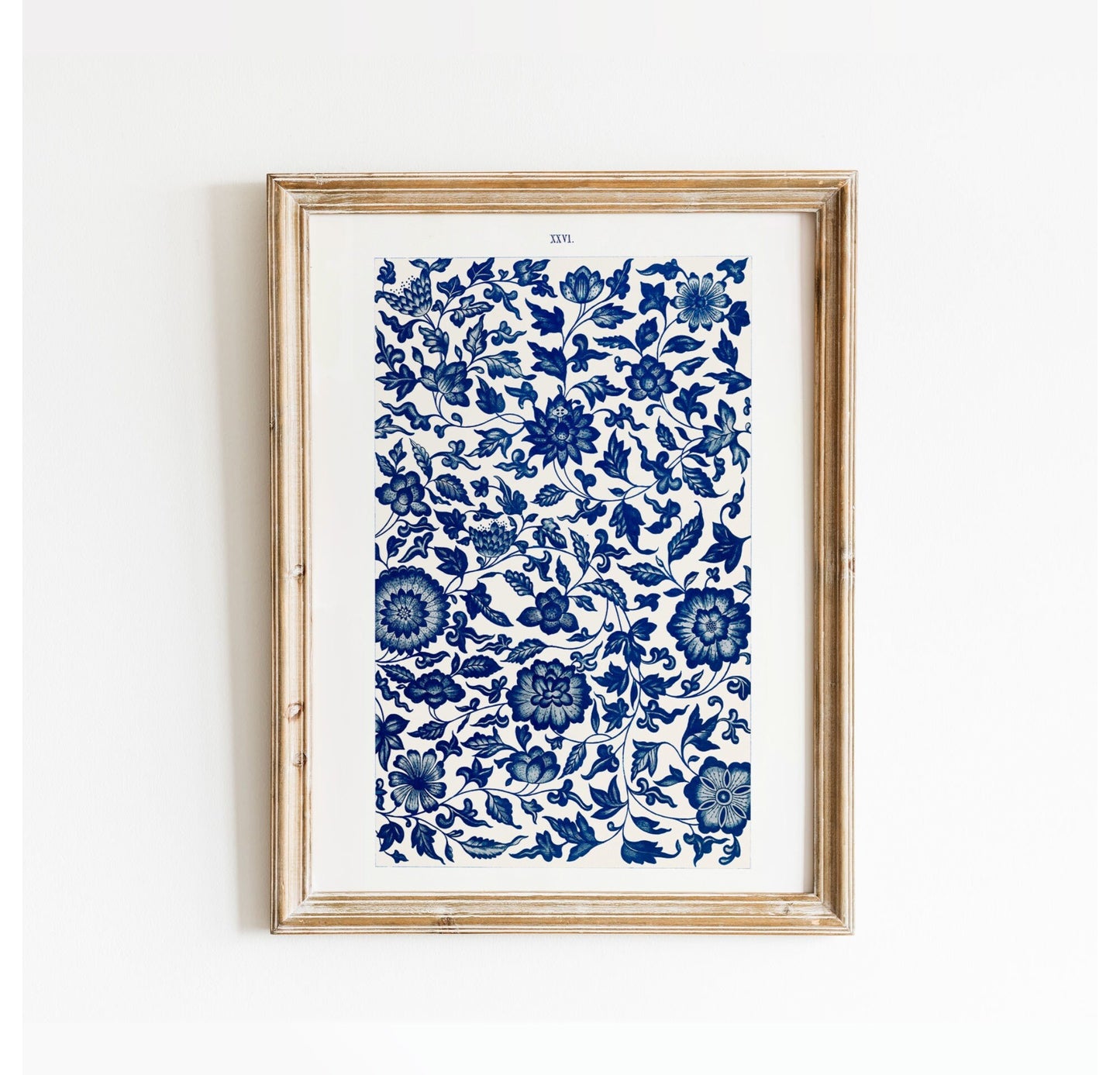 Vintage wallpaper patter in blue and white