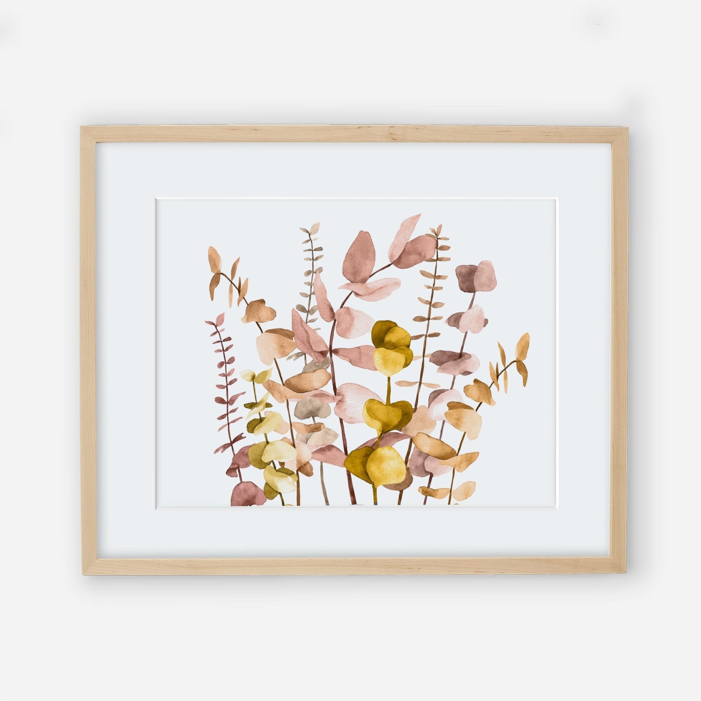 Colorful Modern Abstract Art Eucalyptus Wall Art - Muted Neutrals Botanical Print  - Home Decor Artwork