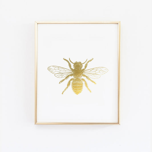Wall and Wonder Wall Prints Bumble Bee  - Faux Gold Foil Wall Print