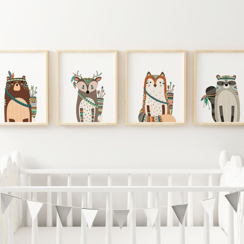 Wall and Wonder Wall Prints Tribal Animals Nursery Art Prints