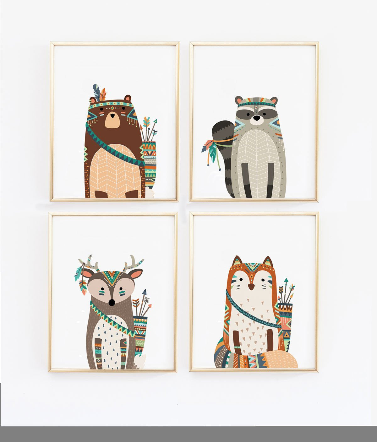 Wall and Wonder Wall Prints Tribal Animals Nursery Art Prints