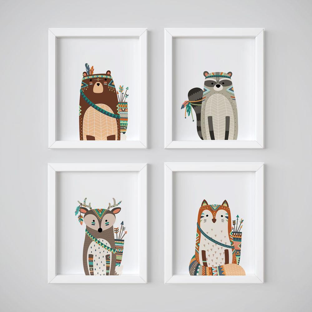 Wall and Wonder Wall Prints Tribal Animals Nursery Art Prints