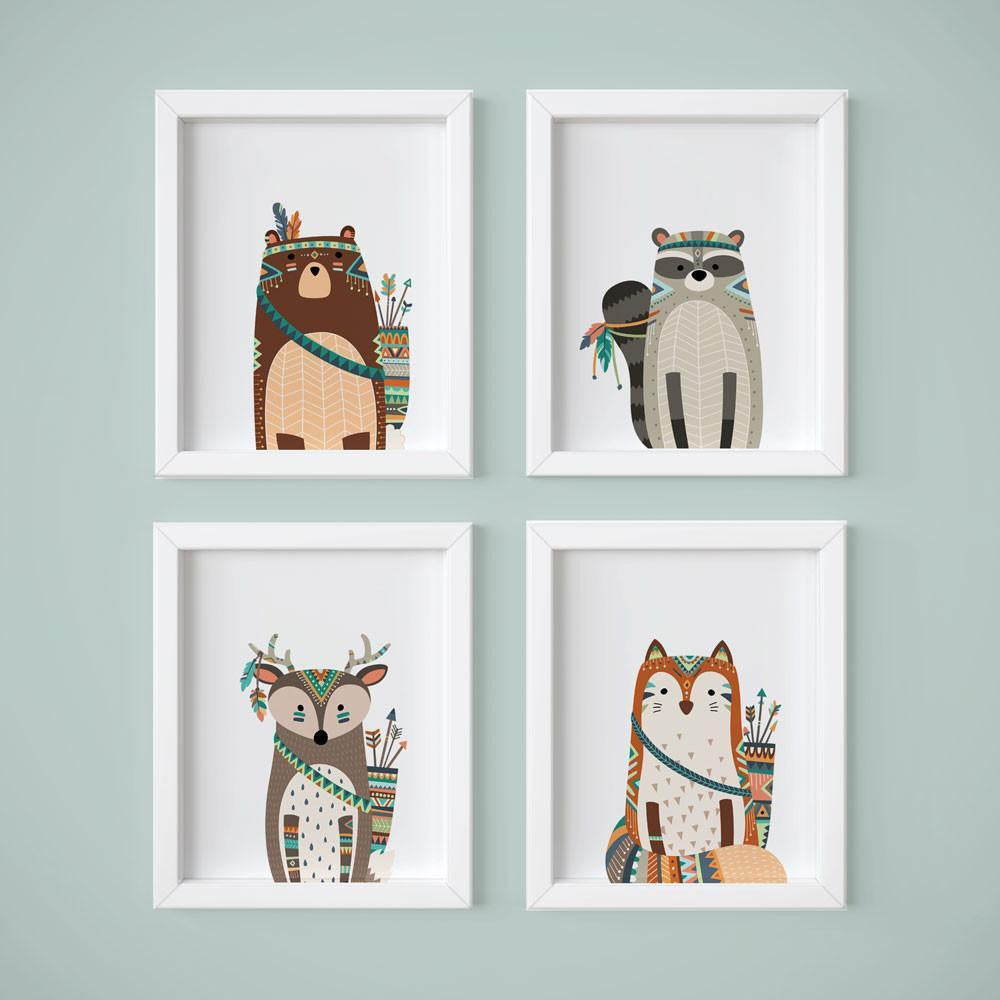 Wall and Wonder Wall Prints Tribal Animals Nursery Art Prints